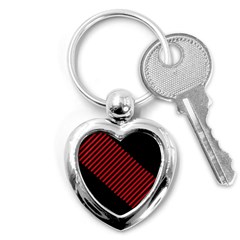 Bandes Lignes Rouge Key Chain (heart) by kcreatif