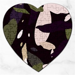 Pattern Formes Vert/noir  Jigsaw Puzzle (heart) by kcreatif