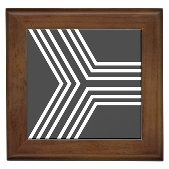 Abstrait Lignes Blanc/Gris Framed Tile