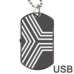 Abstrait Lignes Blanc/gris Dog Tag Usb Flash (two Sides) by kcreatif