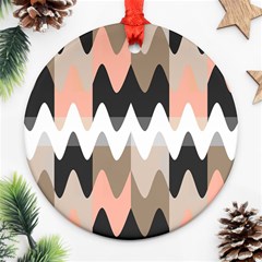 Pattern Abstrait Vagues Rose/noir/taupe Ornament (round) by kcreatif