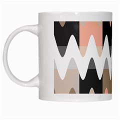 Pattern Abstrait Vagues Rose/noir/taupe White Mugs by kcreatif