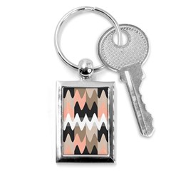 Pattern Abstrait Vagues Rose/noir/taupe Key Chain (rectangle) by kcreatif