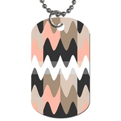 Pattern Abstrait Vagues Rose/noir/taupe Dog Tag (one Side) by kcreatif