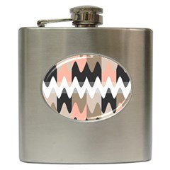 Pattern Abstrait Vagues Rose/noir/taupe Hip Flask (6 Oz) by kcreatif