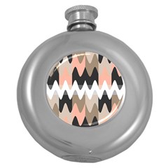 Pattern Abstrait Vagues Rose/noir/taupe Round Hip Flask (5 Oz) by kcreatif