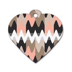 Pattern Abstrait Vagues Rose/noir/taupe Dog Tag Heart (one Side) by kcreatif