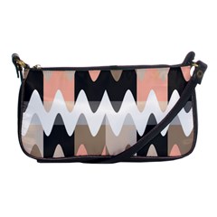 Pattern Abstrait Vagues Rose/noir/taupe Shoulder Clutch Bag by kcreatif