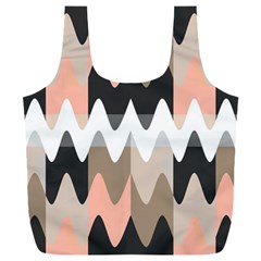 Pattern Abstrait Vagues Rose/noir/taupe Full Print Recycle Bag (xxl)