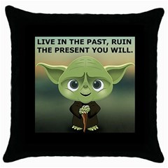 Green Creature With Quote Black Throw Pillow Case by myuique