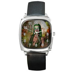 Beautiful Fairy In The Night Square Metal Watch