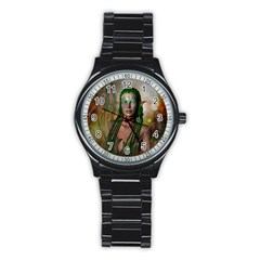 Beautiful Fairy In The Night Stainless Steel Round Watch