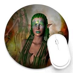 Beautiful Fairy In The Night Round Mousepads