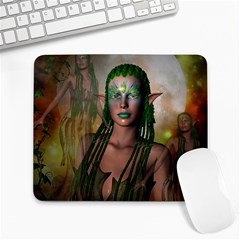 Beautiful Fairy In The Night Large Mousepads