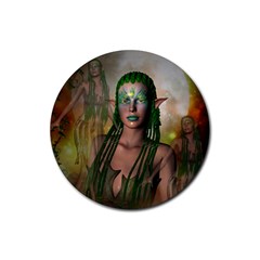 Beautiful Fairy In The Night Rubber Round Coaster (4 pack) 