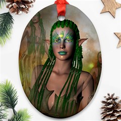 Beautiful Fairy In The Night Oval Ornament (Two Sides)