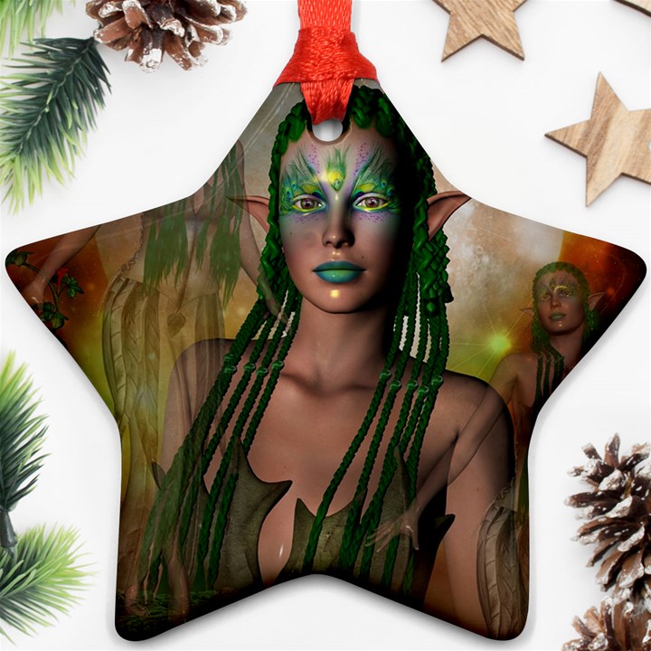 Beautiful Fairy In The Night Star Ornament (Two Sides)