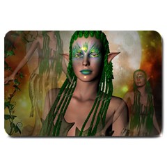 Beautiful Fairy In The Night Large Doormat  by FantasyWorld7