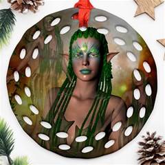 Beautiful Fairy In The Night Ornament (Round Filigree)