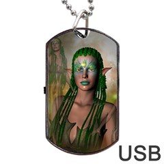 Beautiful Fairy In The Night Dog Tag Usb Flash (two Sides) by FantasyWorld7