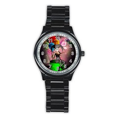 Cute Little Harlequin Stainless Steel Round Watch by FantasyWorld7