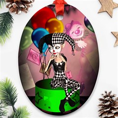 Cute Little Harlequin Oval Ornament (two Sides) by FantasyWorld7