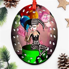 Cute Little Harlequin Ornament (oval Filigree) by FantasyWorld7