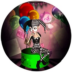 Cute Little Harlequin Wooden Puzzle Round by FantasyWorld7