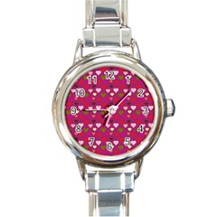 Hearts Seamlessp Attern Background Cute Love Children Symbol Kiddies Round Italian Charm Watch by Vaneshart