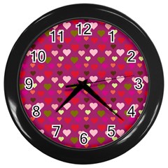 Hearts Seamlessp Attern Background Cute Love Children Symbol Kiddies Wall Clock (black) by Vaneshart