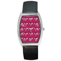 Hearts Seamlessp Attern Background Cute Love Children Symbol Kiddies Barrel Style Metal Watch by Vaneshart