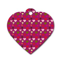 Hearts Seamlessp Attern Background Cute Love Children Symbol Kiddies Dog Tag Heart (one Side) by Vaneshart