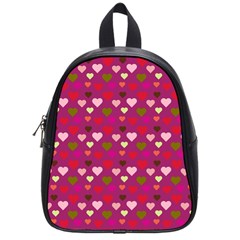 Hearts Seamlessp Attern Background Cute Love Children Symbol Kiddies School Bag (small) by Vaneshart