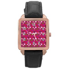 Hearts Seamlessp Attern Background Cute Love Children Symbol Kiddies Rose Gold Leather Watch  by Vaneshart