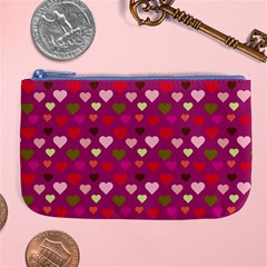 Hearts Seamlessp Attern Background Cute Love Children Symbol Kiddies Large Coin Purse by Vaneshart