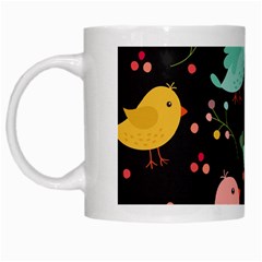 Birds Cute Pattern Background White Mugs by Vaneshart