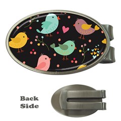 Birds Cute Pattern Background Money Clips (oval)  by Vaneshart