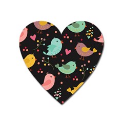 Birds Cute Pattern Background Heart Magnet