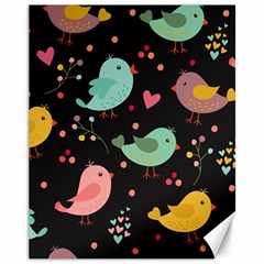 Birds Cute Pattern Background Canvas 11  X 14  by Vaneshart