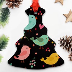 Birds Cute Pattern Background Christmas Tree Ornament (two Sides) by Vaneshart