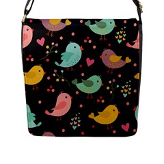 Birds Cute Pattern Background Flap Closure Messenger Bag (l) by Vaneshart