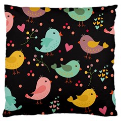 Birds Cute Pattern Background Large Flano Cushion Case (two Sides) by Vaneshart