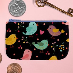 Birds Cute Pattern Background Large Coin Purse by Vaneshart