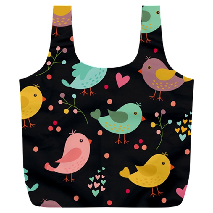 Birds Cute Pattern Background Full Print Recycle Bag (XXXL)