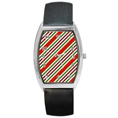 Christmas Color Stripes Barrel Style Metal Watch