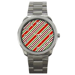 Christmas Color Stripes Sport Metal Watch