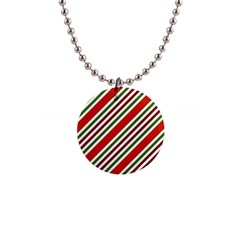 Christmas Color Stripes 1  Button Necklace