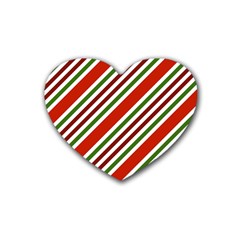 Christmas Color Stripes Heart Coaster (4 Pack)  by Vaneshart