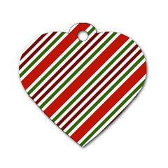 Christmas Color Stripes Dog Tag Heart (One Side)