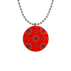 Geometric Design Decor Decorative Repeating Pattern Seamless 1  Button Necklace by Vaneshart